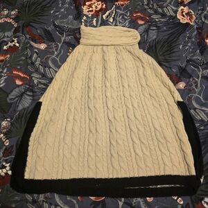 Serra Cream Cable Knit Poncho with Black Accent
